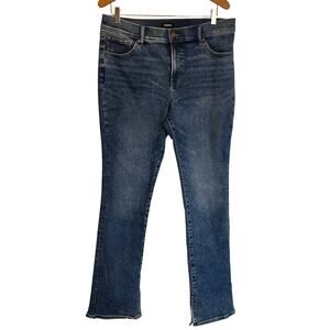 Express Mid Rise Skyscraper Jeans Mini Flare Bootcut Split Hem Stretch Denim 14R